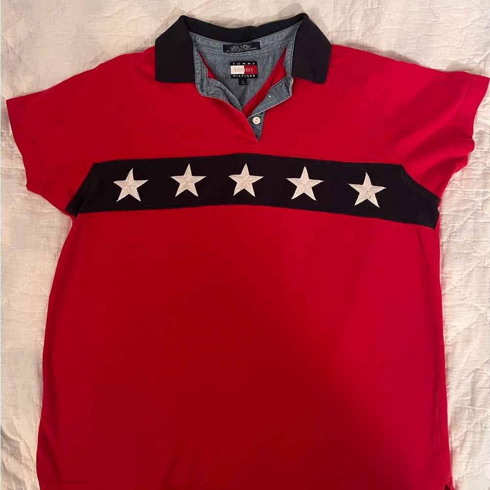 Tommy Hilfiger Red Polo Shirt with Stars